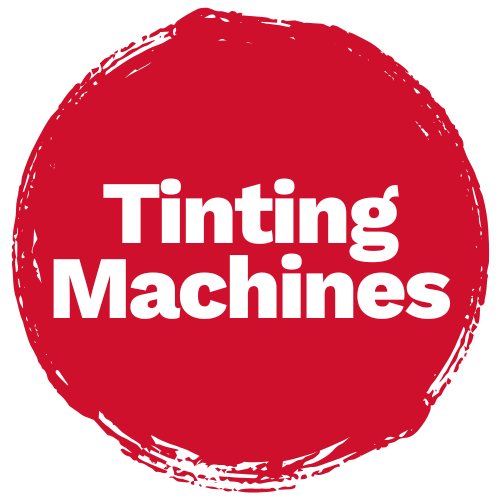 Home 3 a red circle with white text that says tinting machines